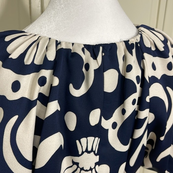 Alex Marie Womens Allison Satin Shell Print Crepe Short Sleeve A-Line Dress Sz M - Picture 10 of 16